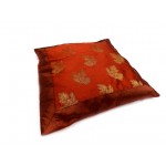JAIPURI CUSHION COVER PILLOW CASE FLORAL DESIGN SILK FABRIC MAROON COLOR SIZE 17x17 INCH